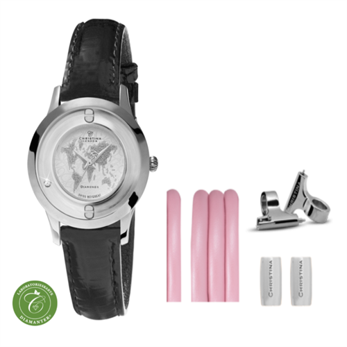 Collect ur 334SWBL-WORLDK + Lyserød Watch Cord set - Christina Jewelry & Watches